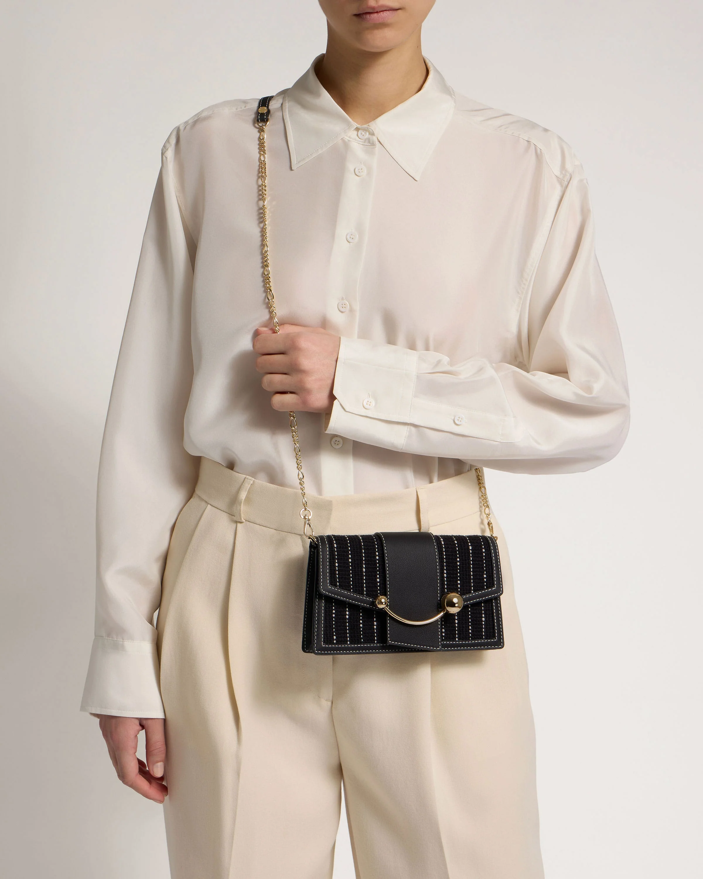 Crescent on a Chain - Black Tweed