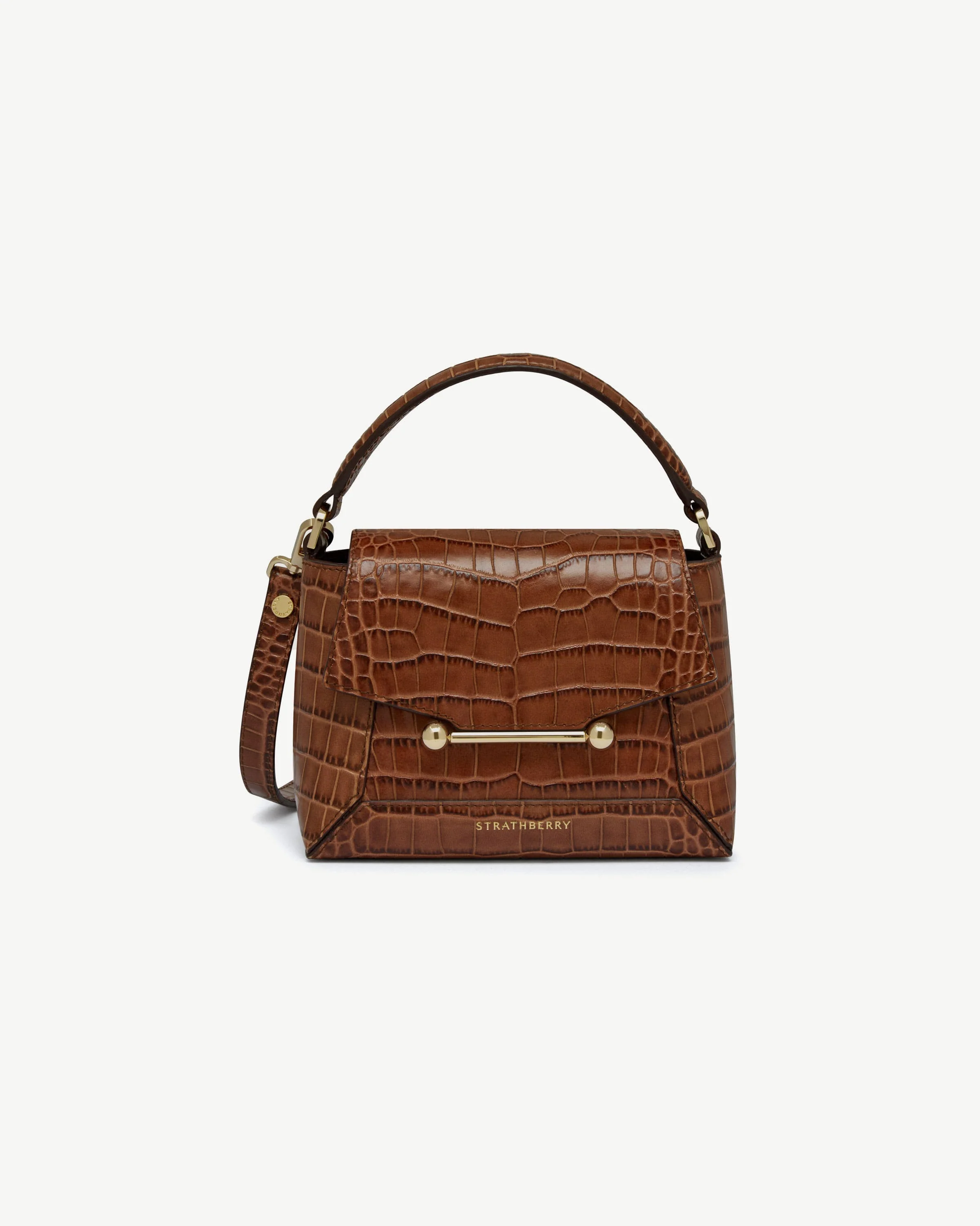 Mosaic Nano - Soft Croc-Embossed Leather Walnut