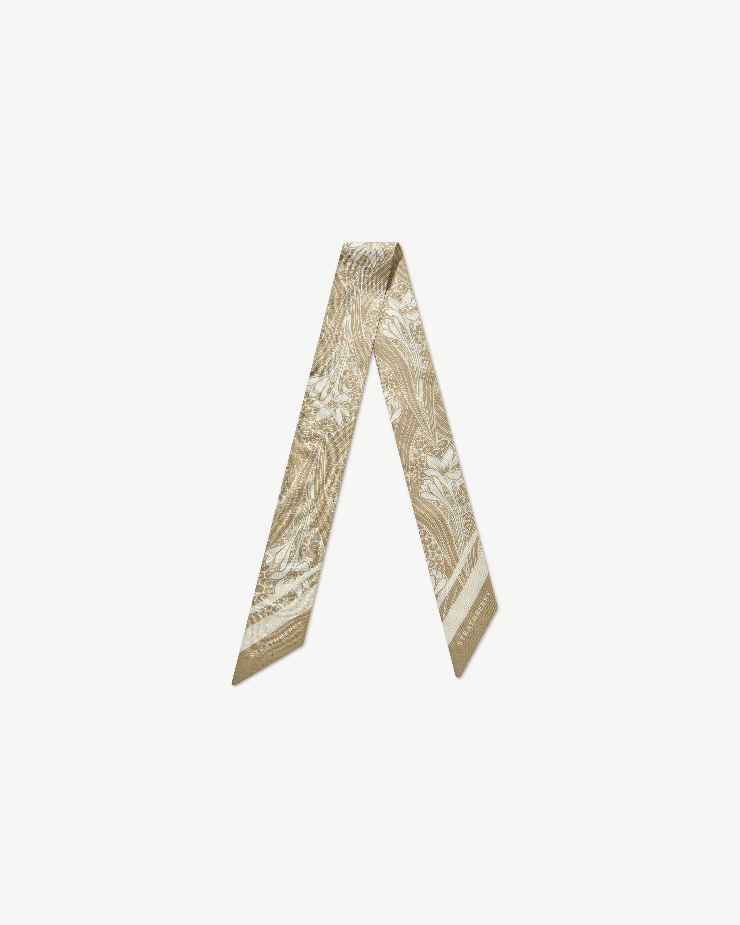 Silk Skinny Scarf - Sand Wallpaper Print
