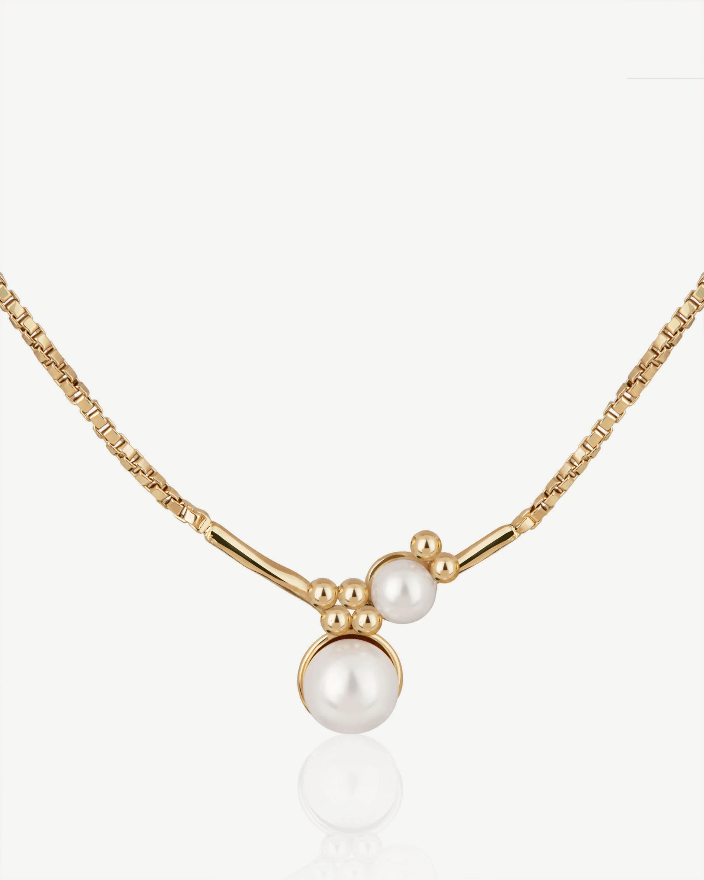 Pearl Cluster Necklace - 22 Carat Gold Gilded