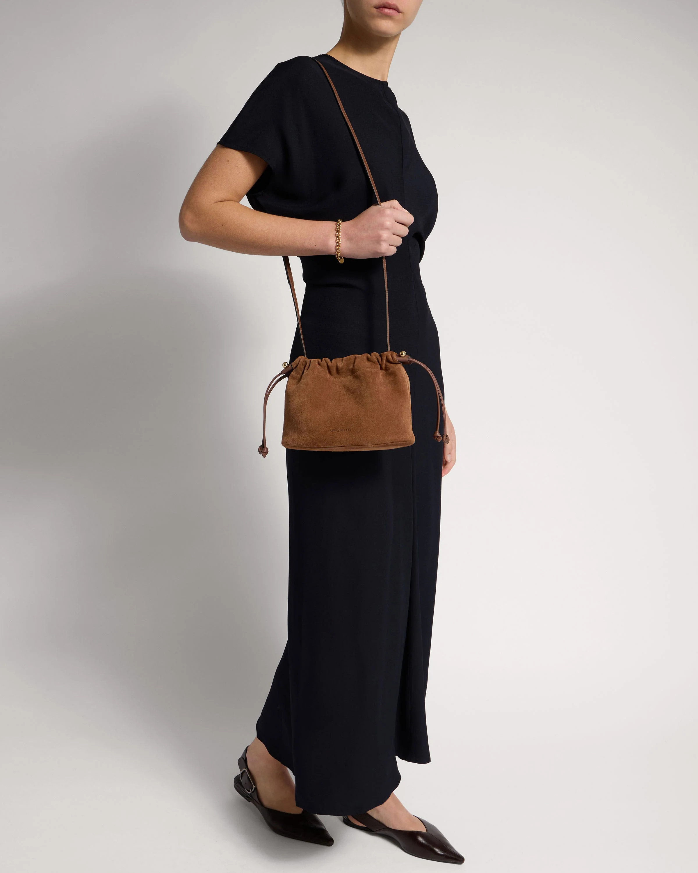 Charlotte Drawstring - Tan Suede