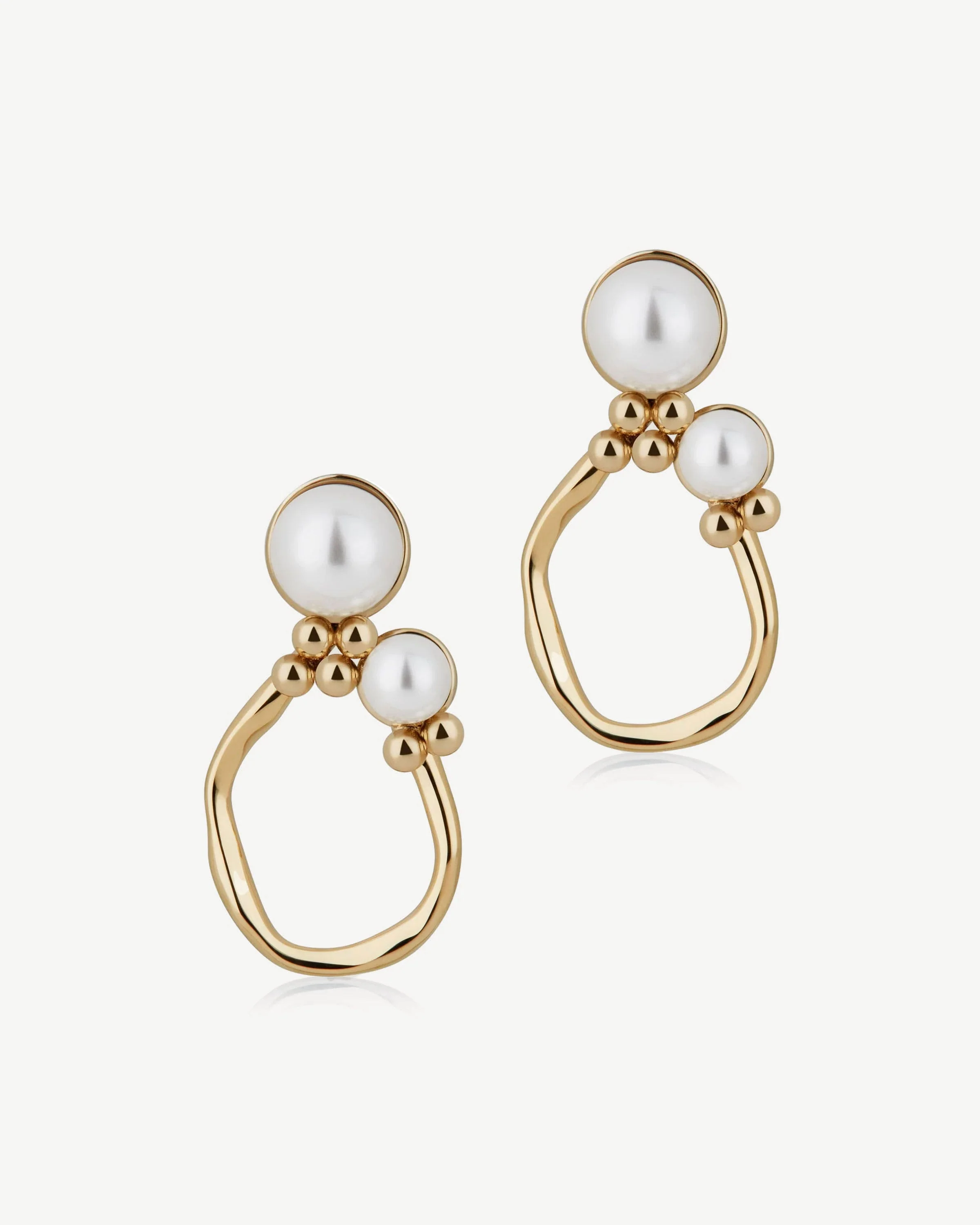 Pearl Cluster Earrings - 22 Carat Gold Gilded