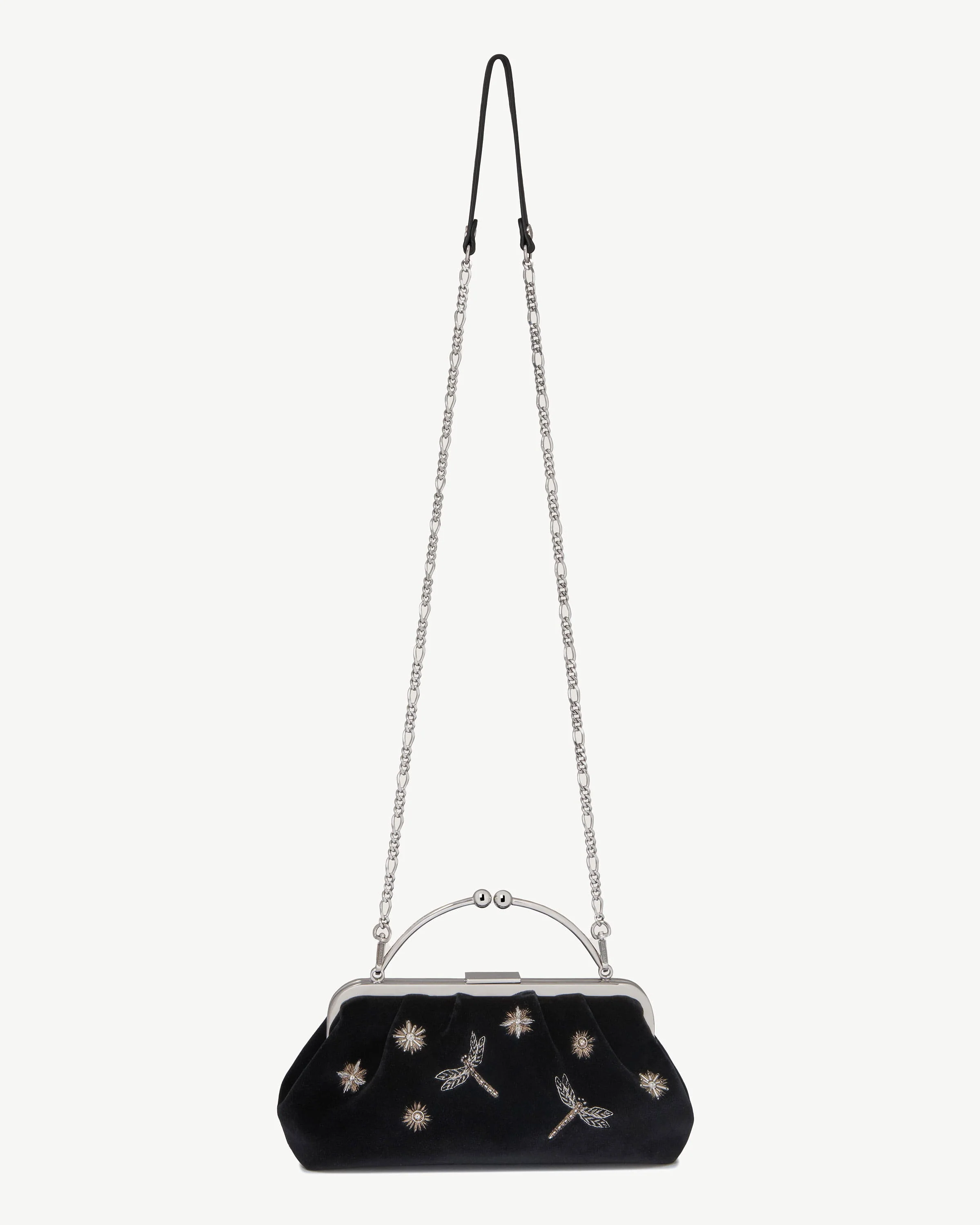 Frame Clutch - Cinq a Sept Black Embroidered Velvet