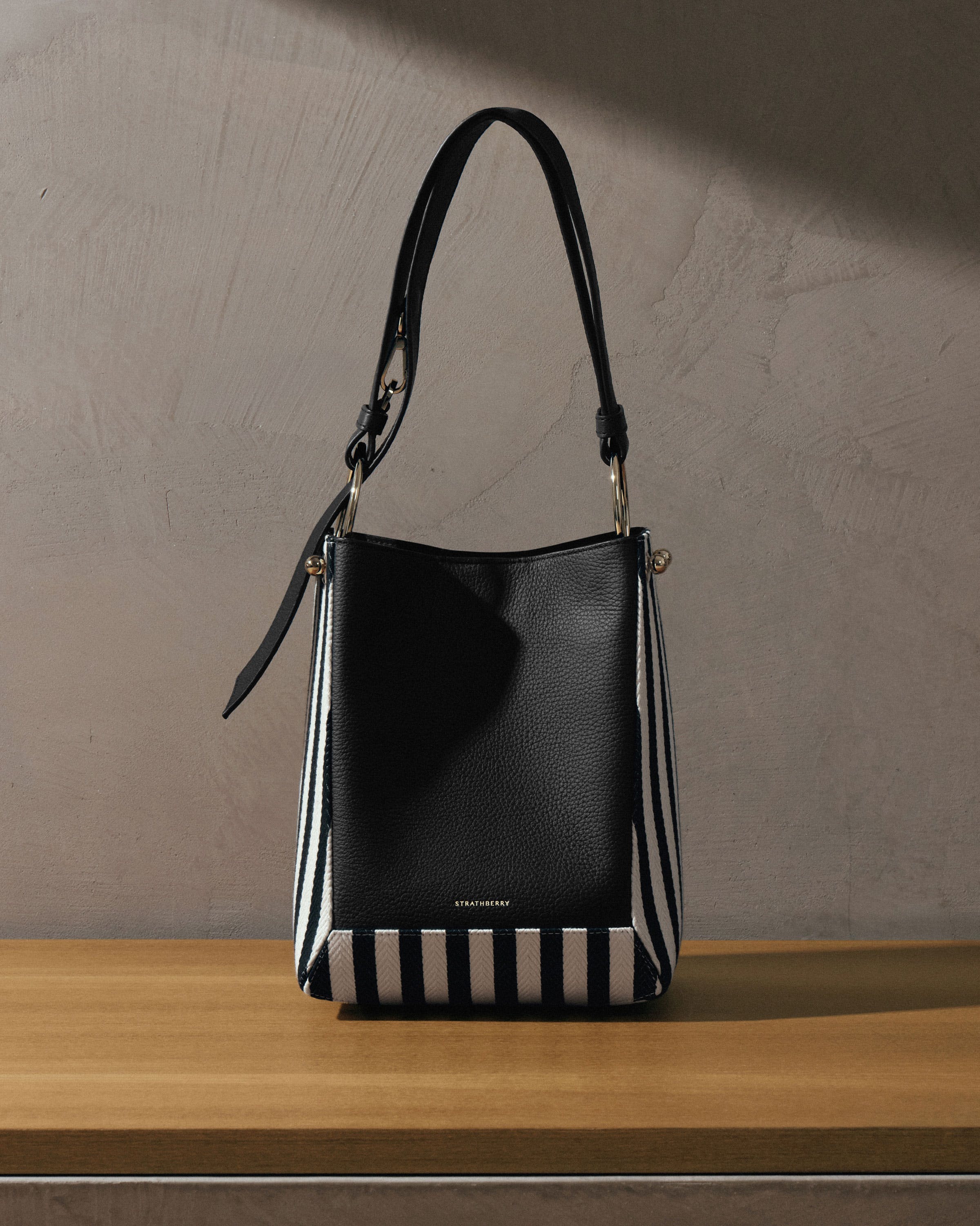 Lana Midi Bucket Bag - Striped Canvas