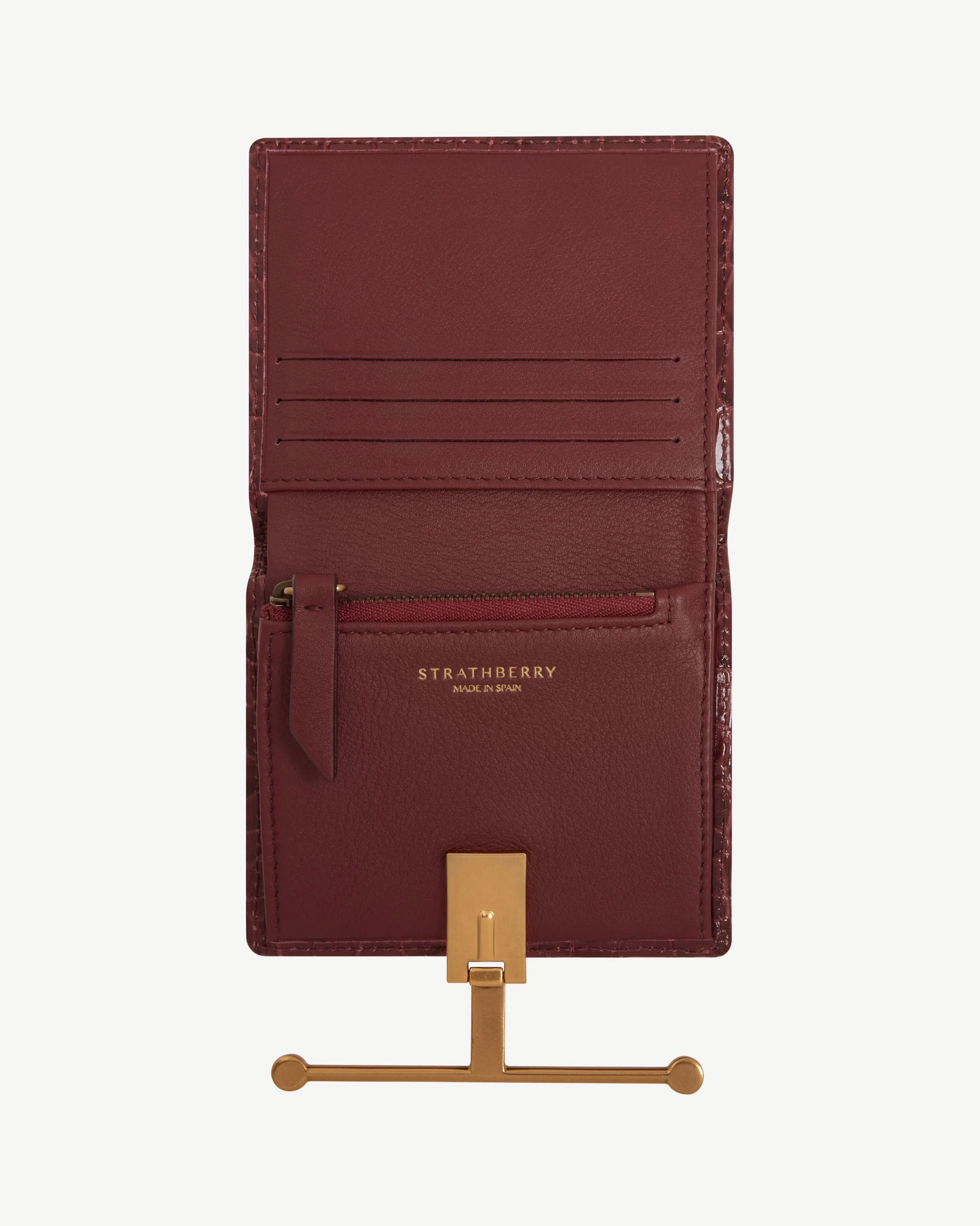 Melville Street Wallet - Croc-Embossed Leather Oxblood