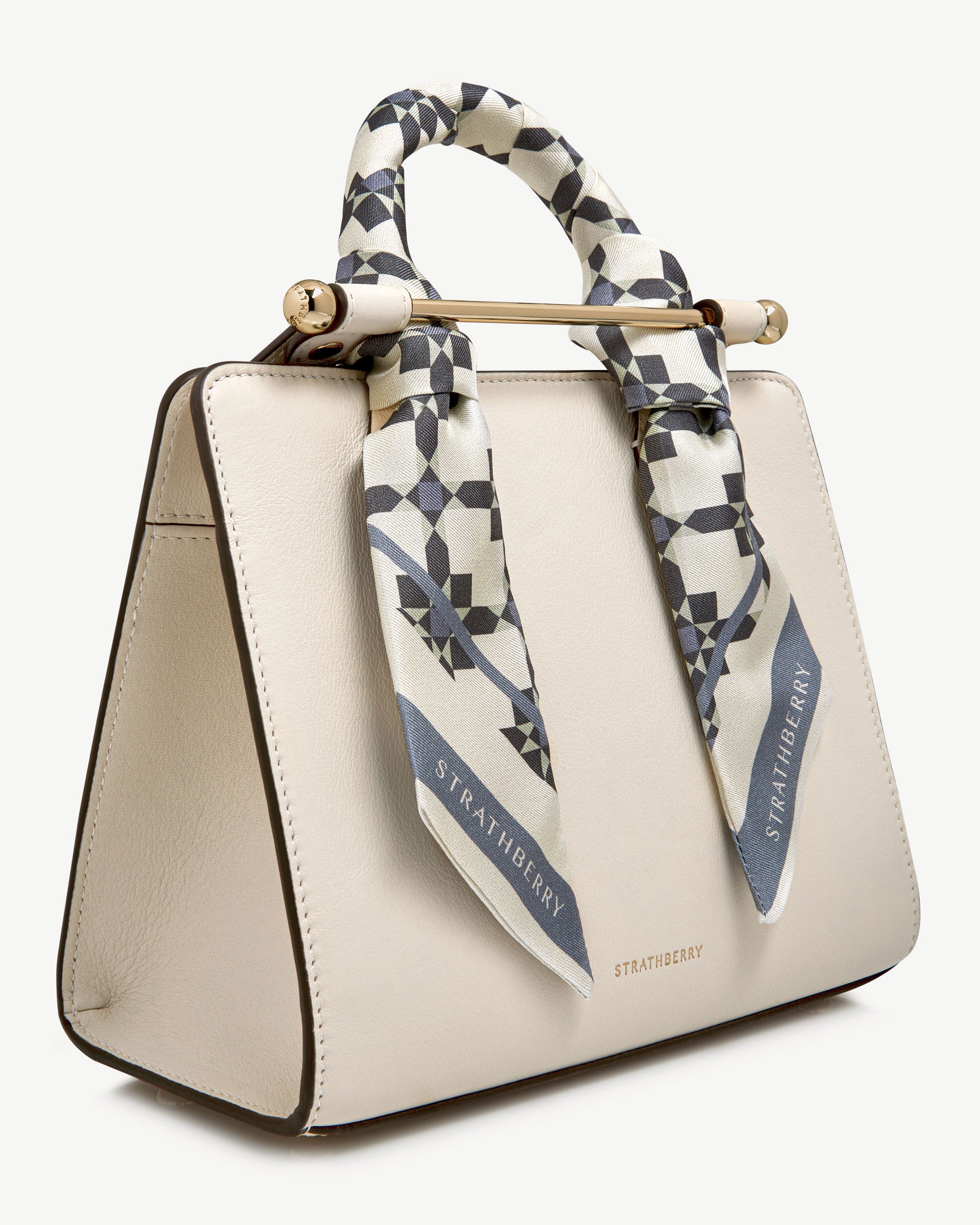 Silk Skinny Scarf - Dusky Blue Tile Print