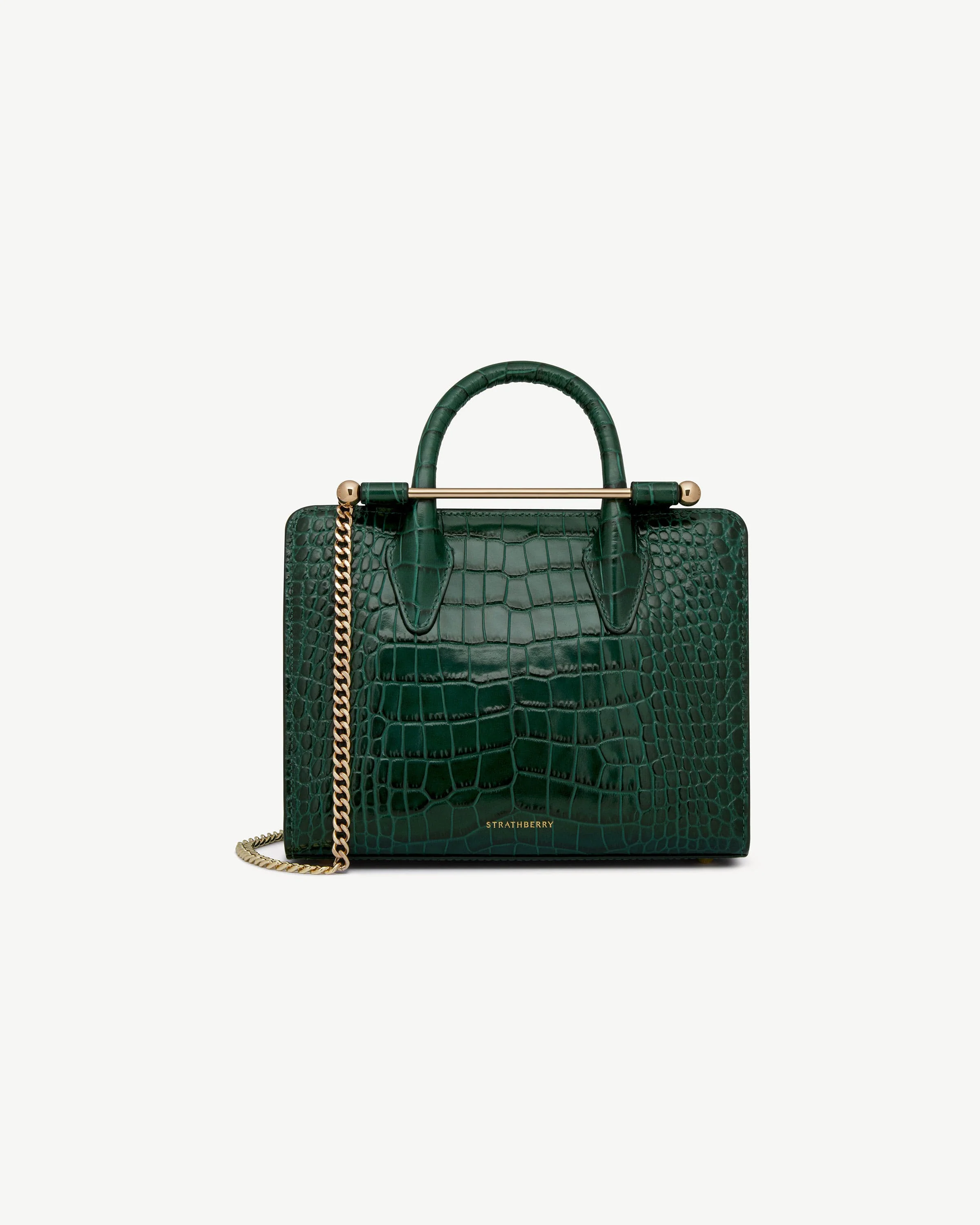 Mini Tote - Croc-Embossed Bottle Green