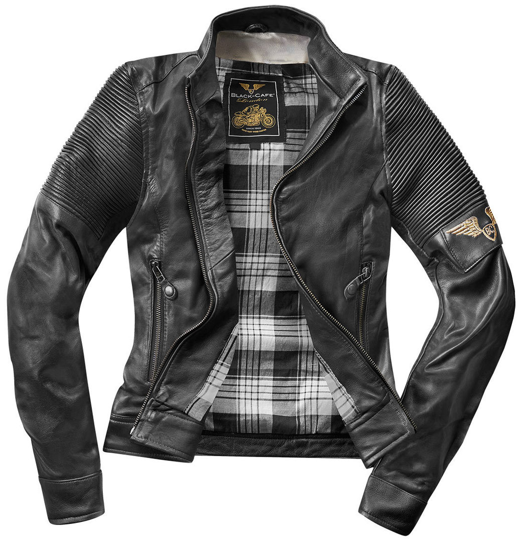 Black-Cafe London Amol Ladies Motorcycle Leather Jacket