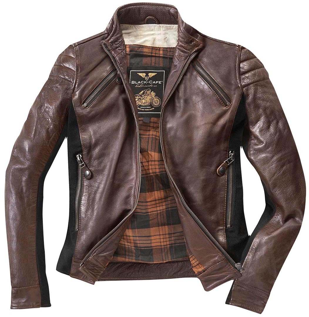 Black-Cafe London Semnan Ladies Motorcycle Leather Jacket