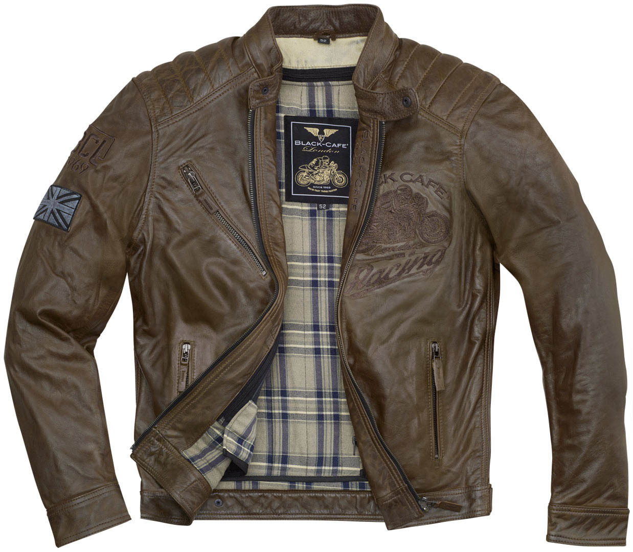 Black Cafe London Houston Motorcycle Leather Jacket