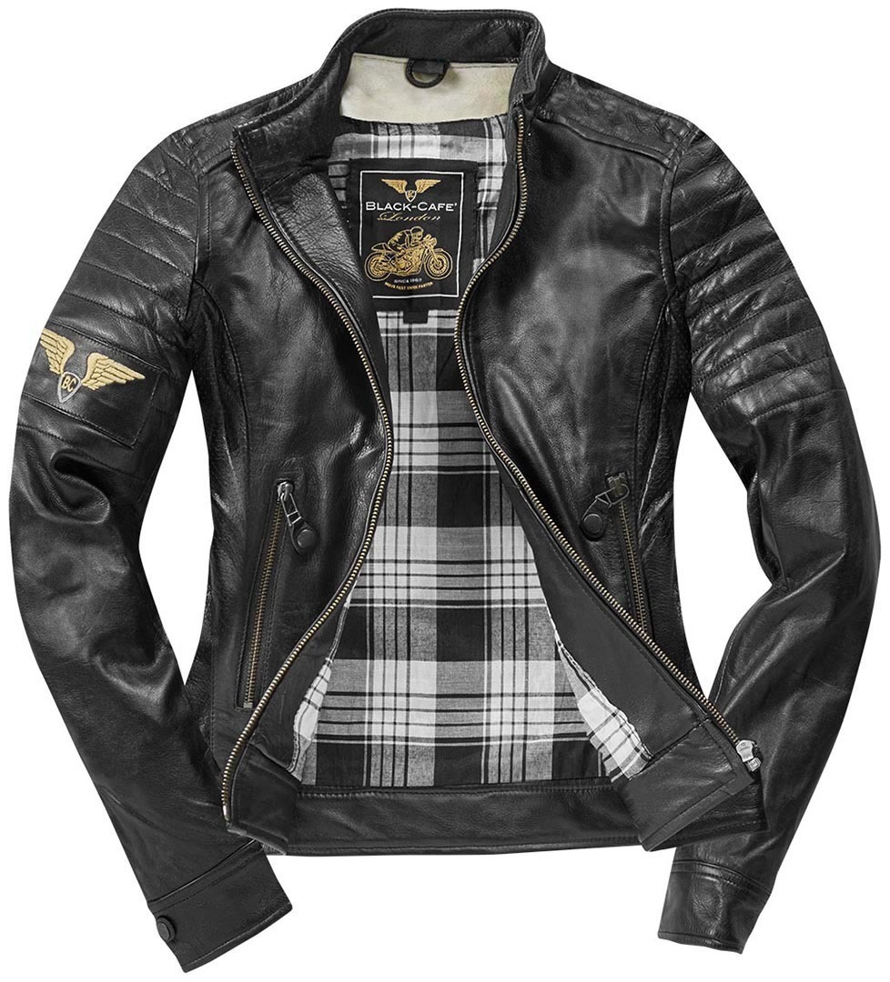 Black-Cafe London Ilam Ladies Motorcycle Leather Jacket