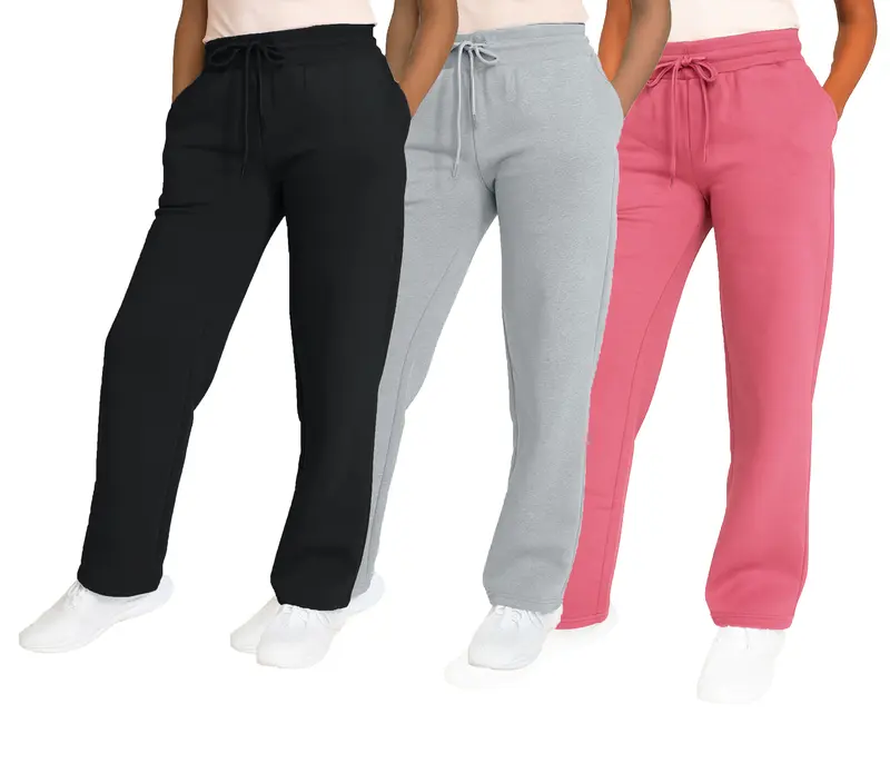 Women's Multi Pack Heavyweight Wide Leg Loose-Fit Fleece Sweatpants