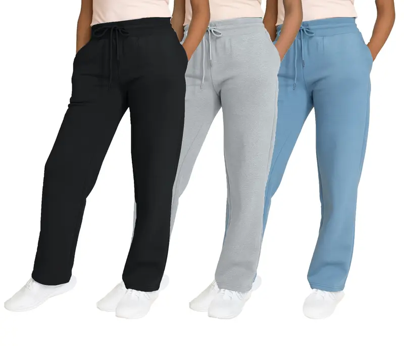 Women's Multi Pack Heavyweight Wide Leg Loose-Fit Fleece Sweatpants