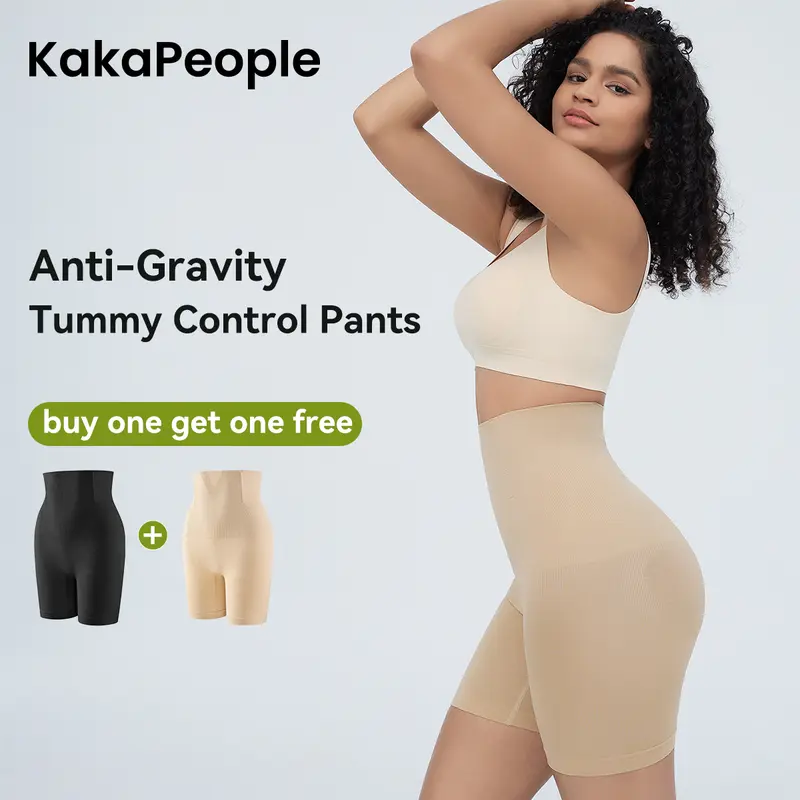 [2-Pack Anti-Gravity Shaping Pants ] Kakapeople Women's Tummy Control Butt-Lifting Shapewear