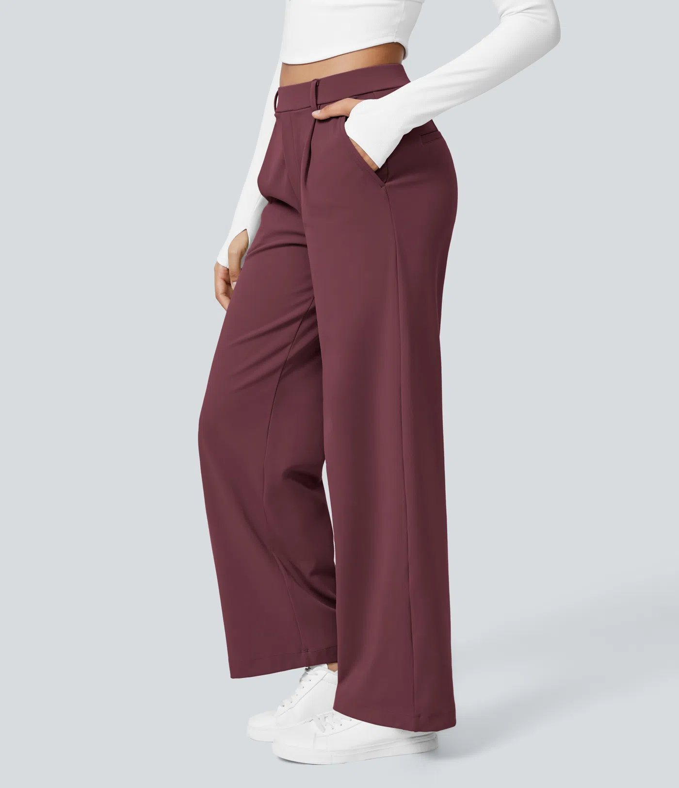 ⏰SEPTEMBER HOT-SALE!High Waisted Side Pocket Straight Leg Work Pants