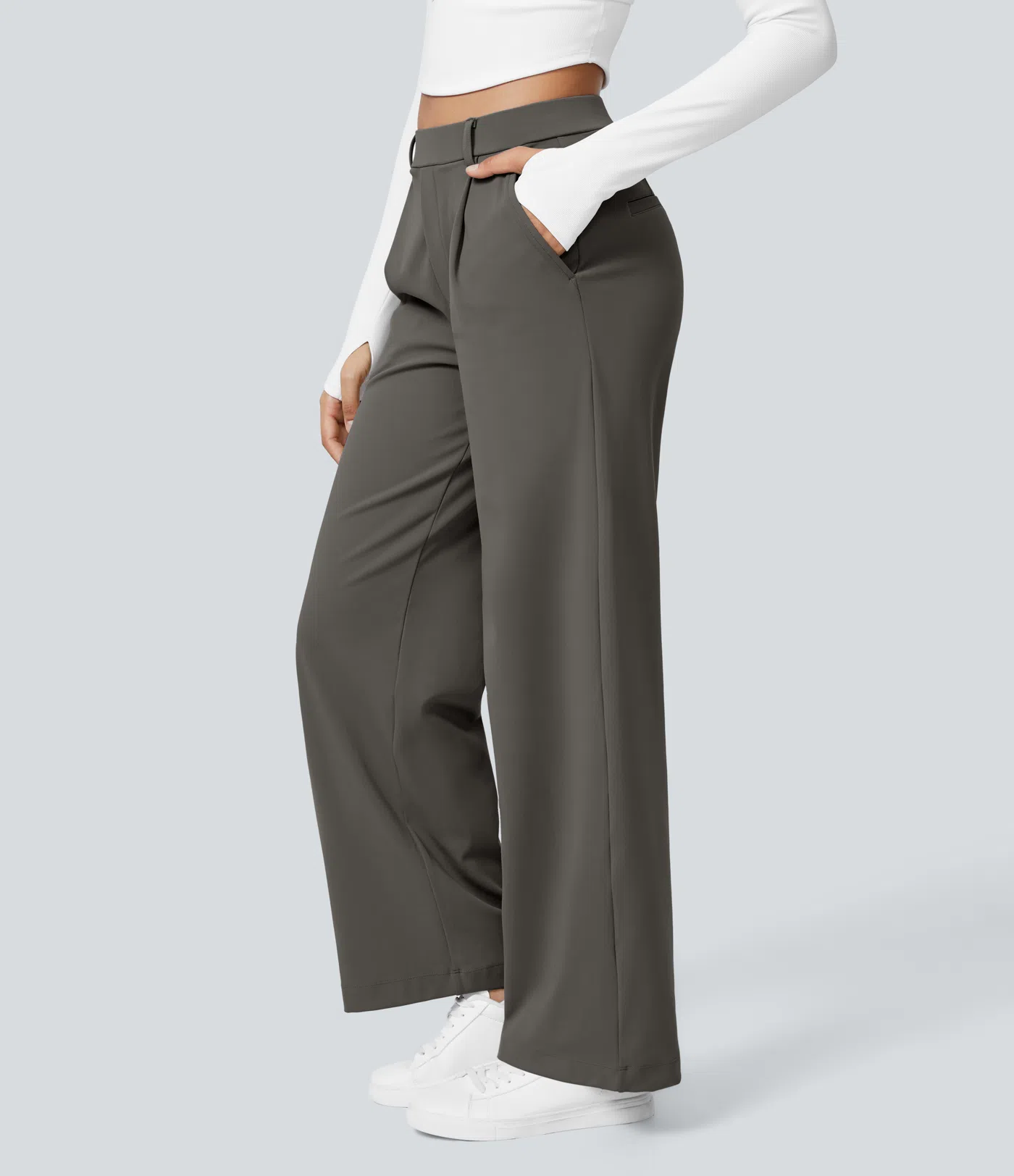 ⏰SEPTEMBER HOT-SALE!High Waisted Side Pocket Straight Leg Work Pants