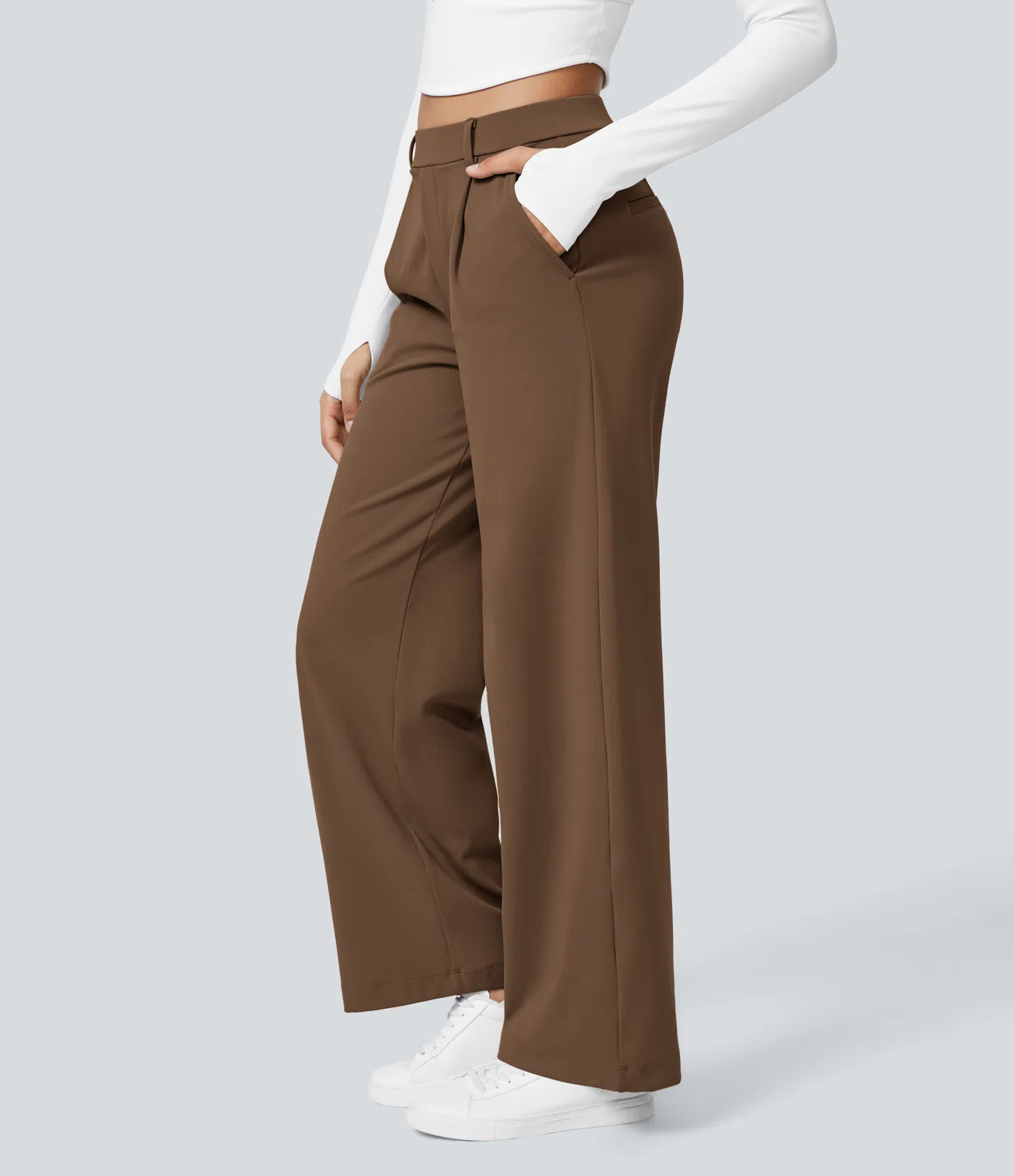 ⏰SEPTEMBER HOT-SALE!High Waisted Side Pocket Straight Leg Work Pants