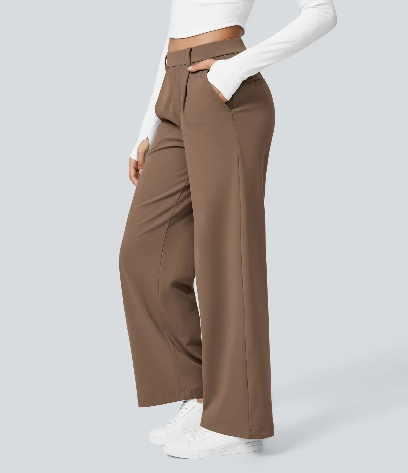⏰SEPTEMBER HOT-SALE!High Waisted Side Pocket Straight Leg Work Pants