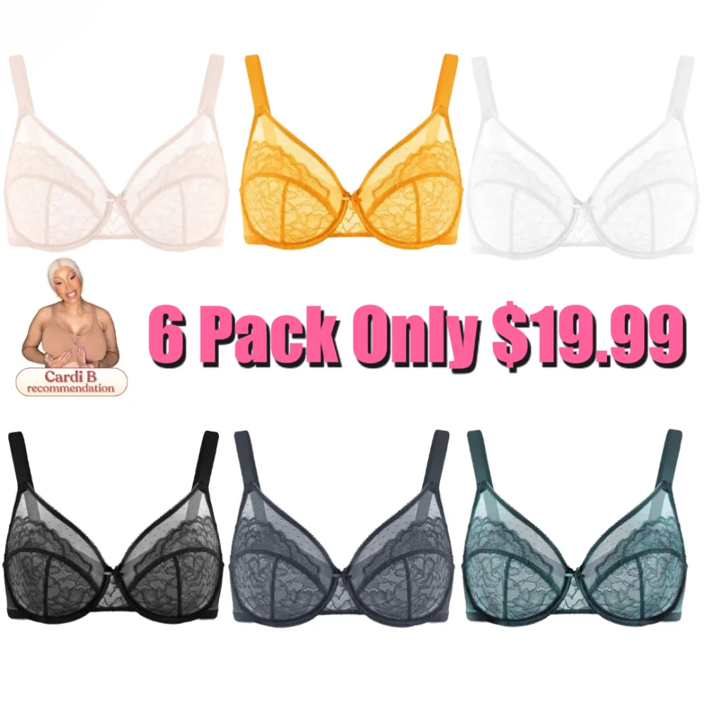 COMFORT MUST-HAVE Plus Size Full Coverage Bra | Sunflower Lace & Unlined Comfort | Underwire Minimizer Bra