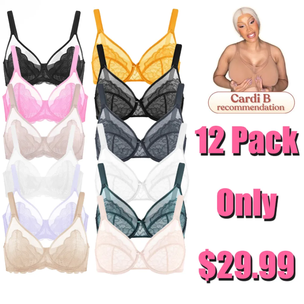 COMFORT MUST-HAVE Plus Size Full Coverage Bra | Sunflower Lace & Unlined Comfort | Underwire Minimizer Bra