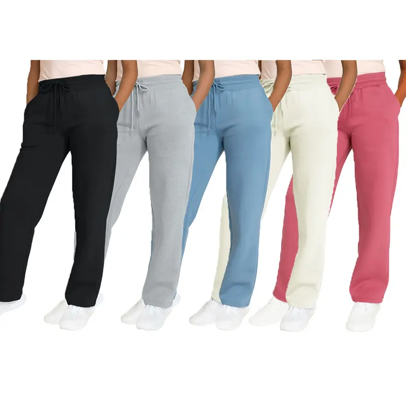 Women's Multi Pack Heavyweight Wide Leg Loose-Fit Fleece Sweatpants
