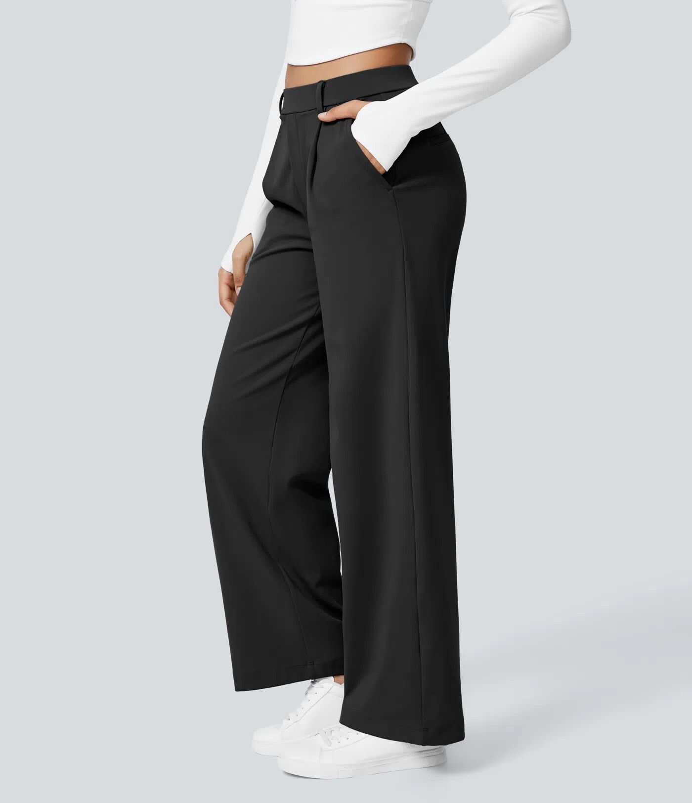 ⏰SEPTEMBER HOT-SALE!High Waisted Side Pocket Straight Leg Work Pants