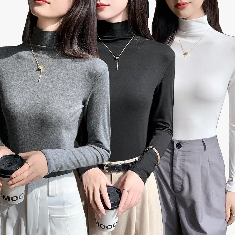 3-Pack Women's Turtleneck Long Sleeve Tops Slim Fit Warm Bottoming Shirts Autumn Fashion Basic Thermal Underwear Tops Winter Clothing 2025