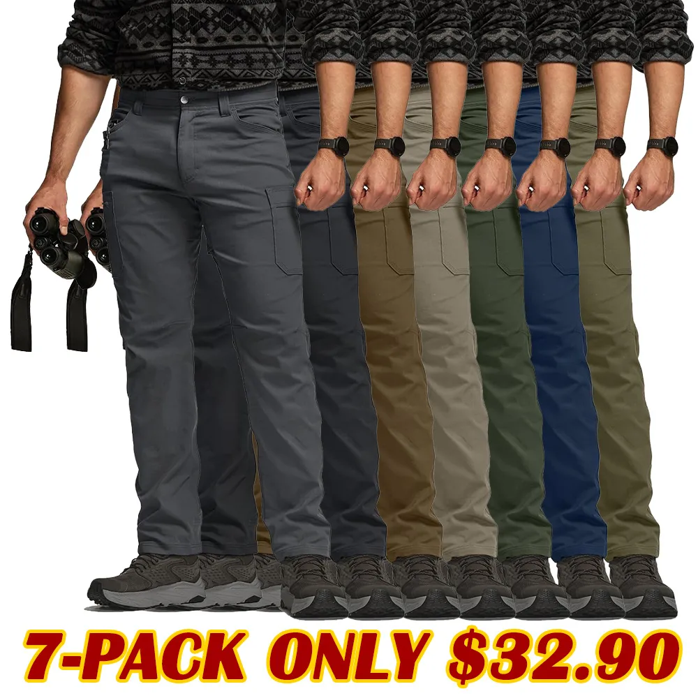 Men's Cool Flex Tactical Pants, Water Resistant Lightweight Stretch Cargo Work Hiking Pants