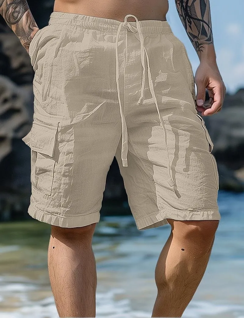 Men's Linen Short Sleeve Shirt & Shorts Set – Summer Casual 2-Piece Outfit