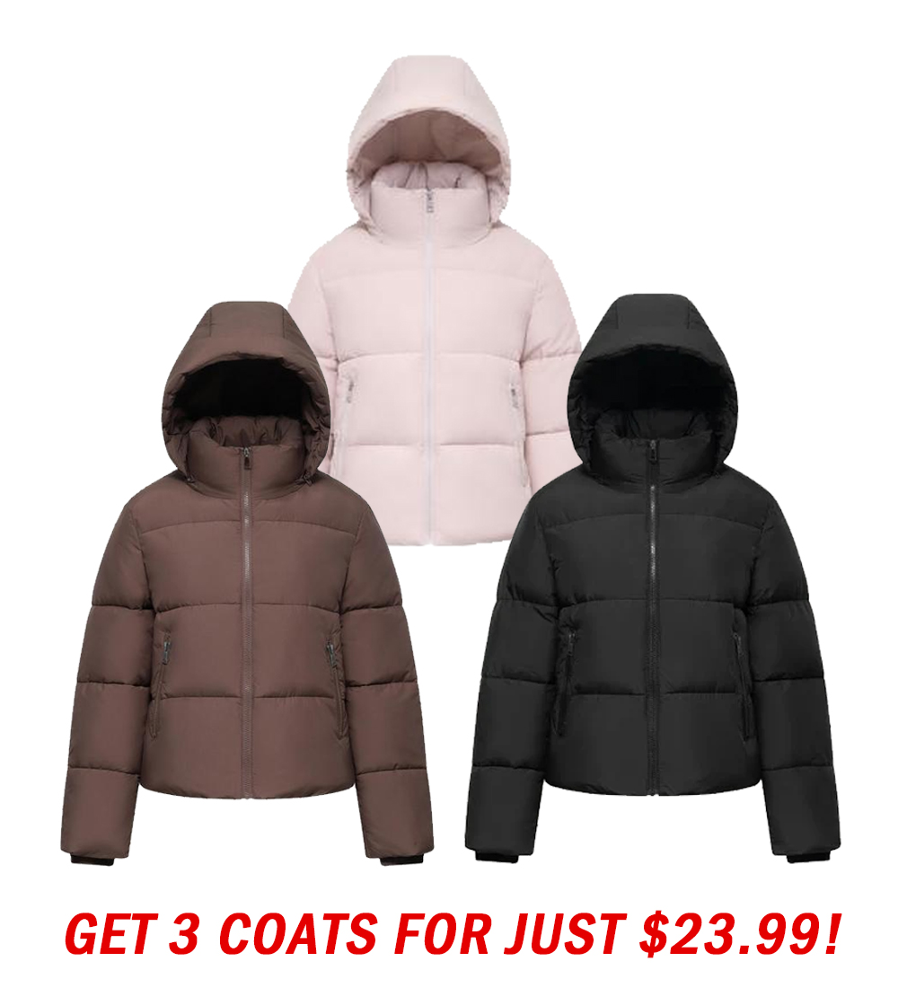 PUFFIT WarmCore Premium Short Puffer Jackets with Removable Hood & Optional Faux Fur Linging, Lady Casual Outerwear Longsleeves Zip Pockets Warm Quilted Coat