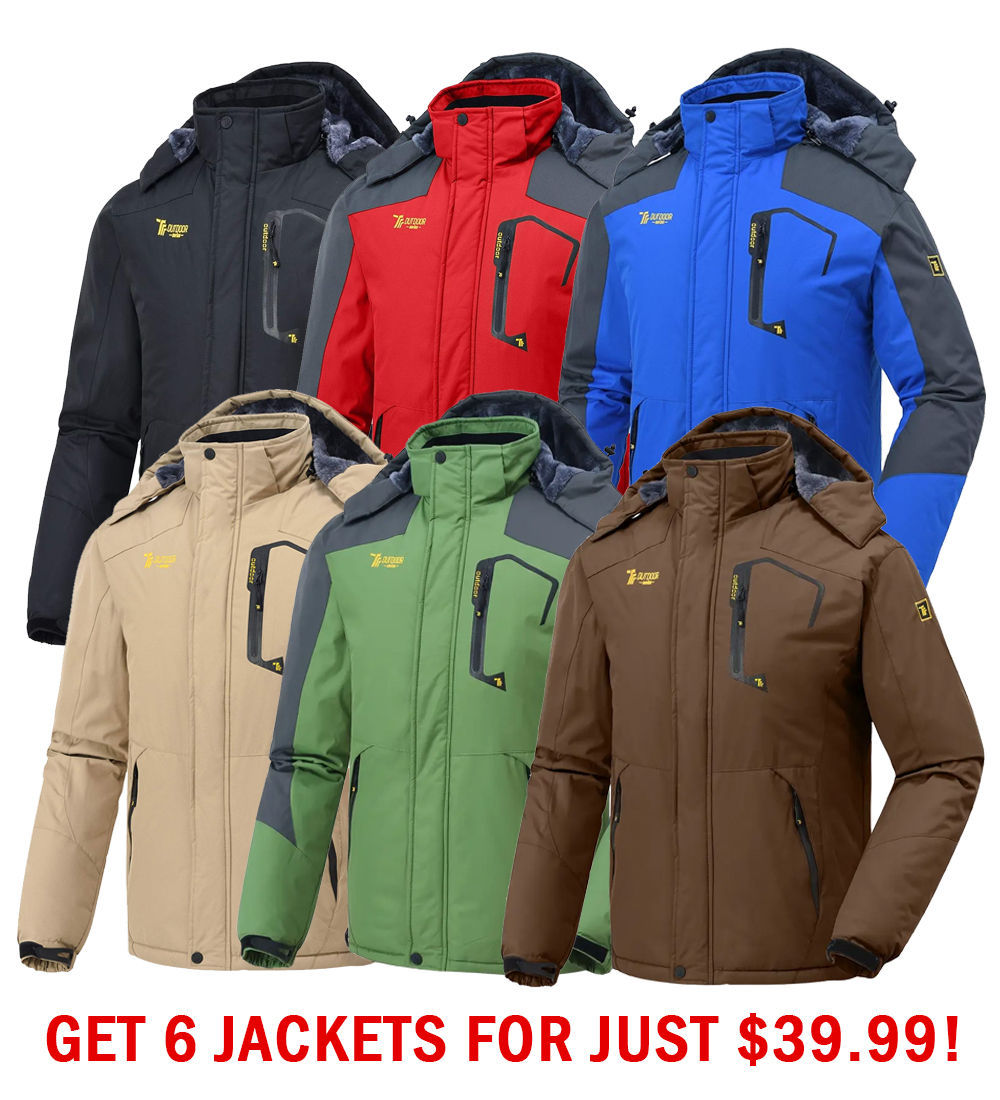 Men's Ski Snow Jacket Waterproof Insulated Fleece Outdoor Mountain Hooded Winter Coat Sporty Breathable Outerwear big tall men clothing Size up to XXXXL