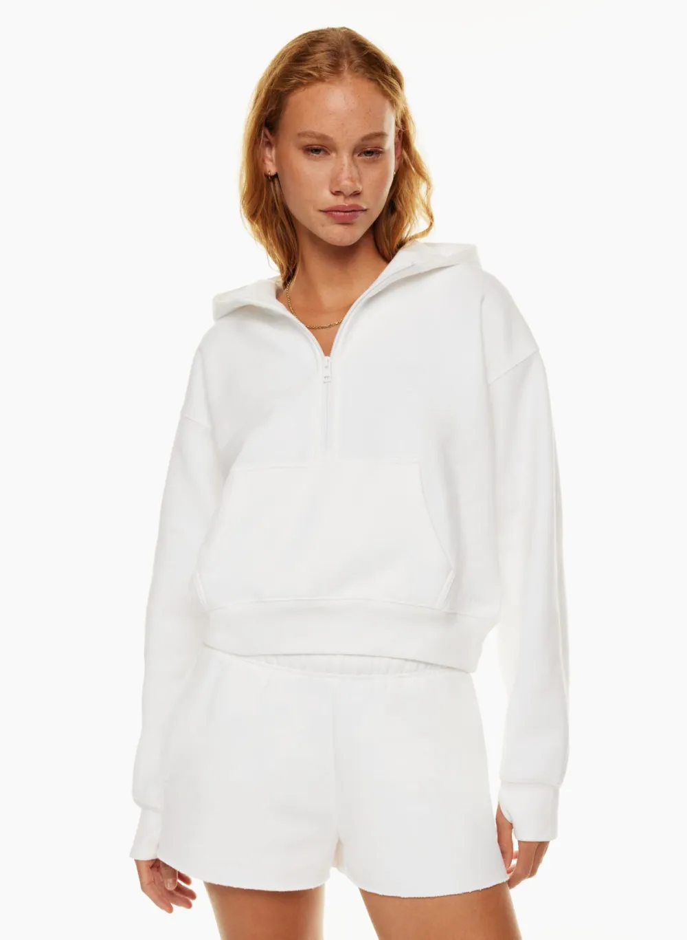 cozy fleece boyfriend boxy 1⁄2 zip hoodie