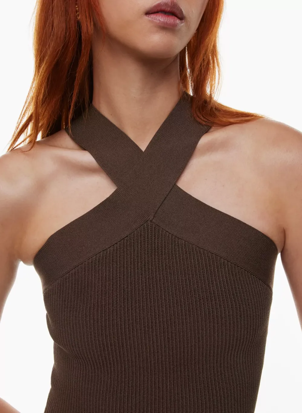 sculpt knit criss cross cropped tank