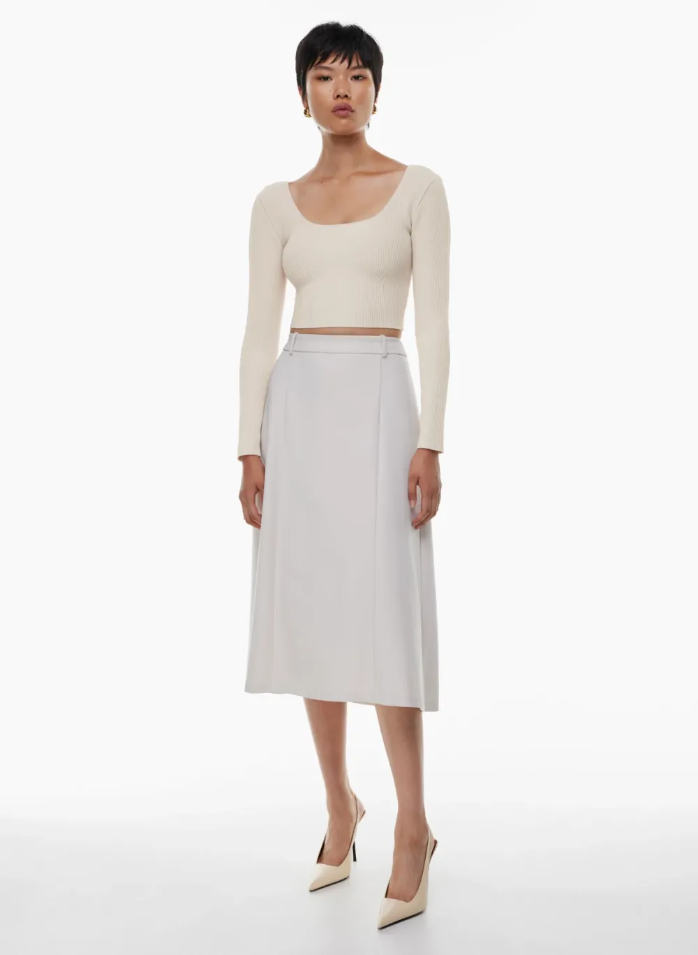 sculpt knit squareneck cropped longsleeve