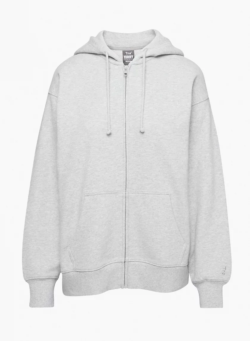 terry fleece boyfriend zip hoodie
