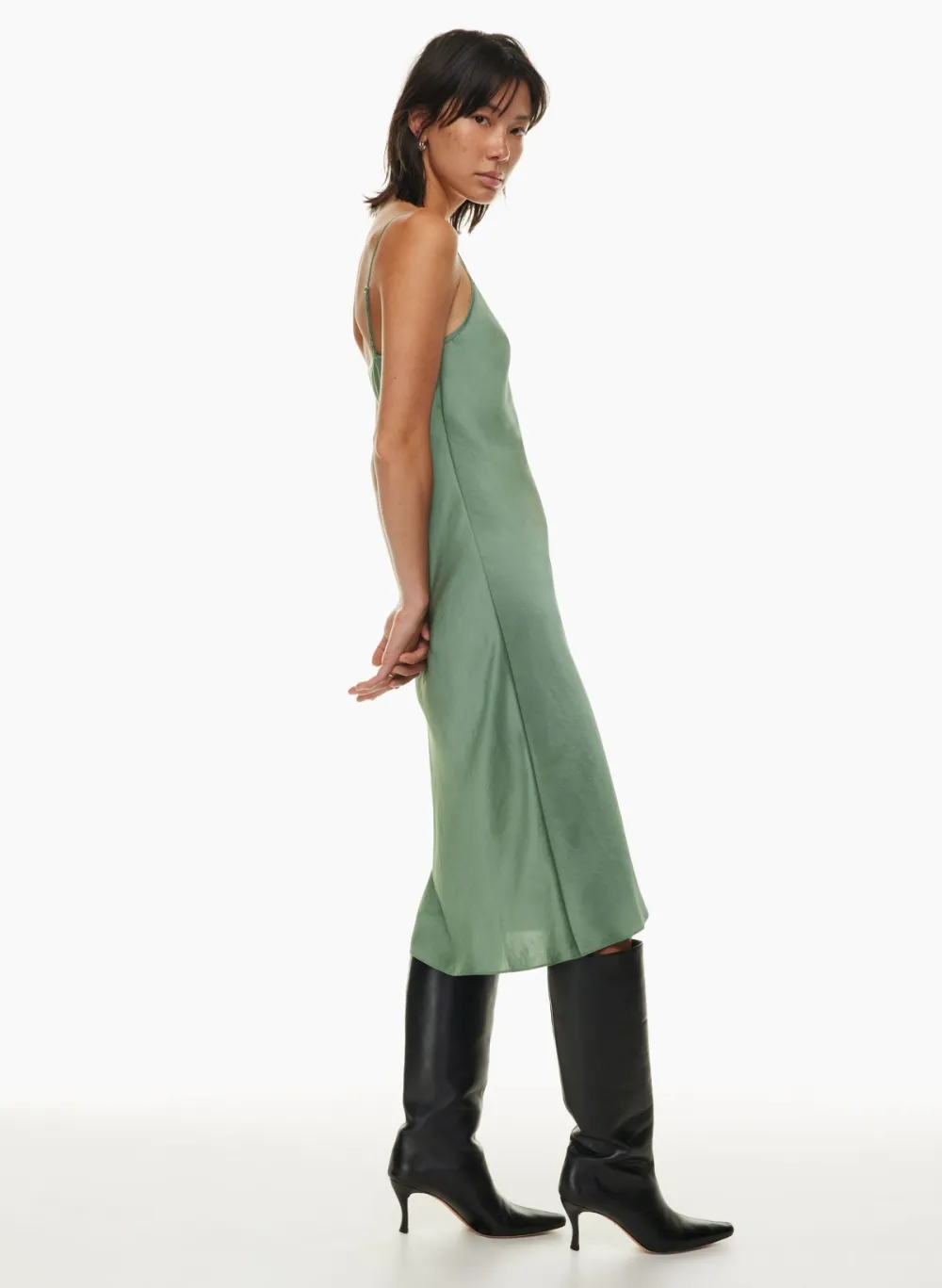 only slip satin midi dress