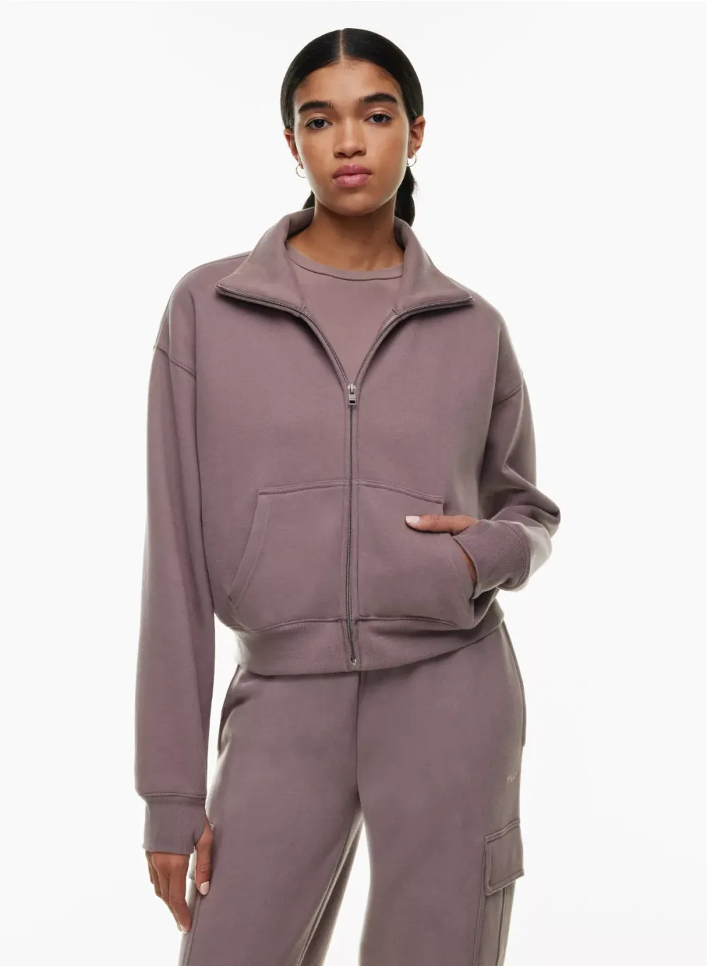 cozy fleece boyfriend boxy zip-up sweatshirt