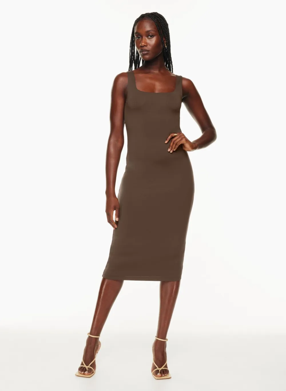 contour squareneck midi dress