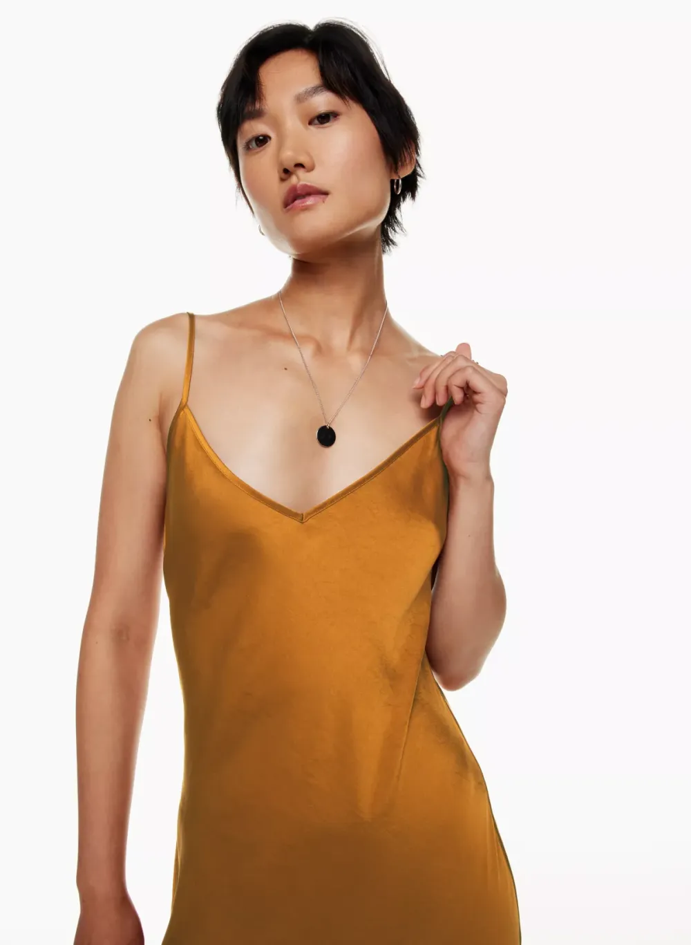 only slip satin midi dress