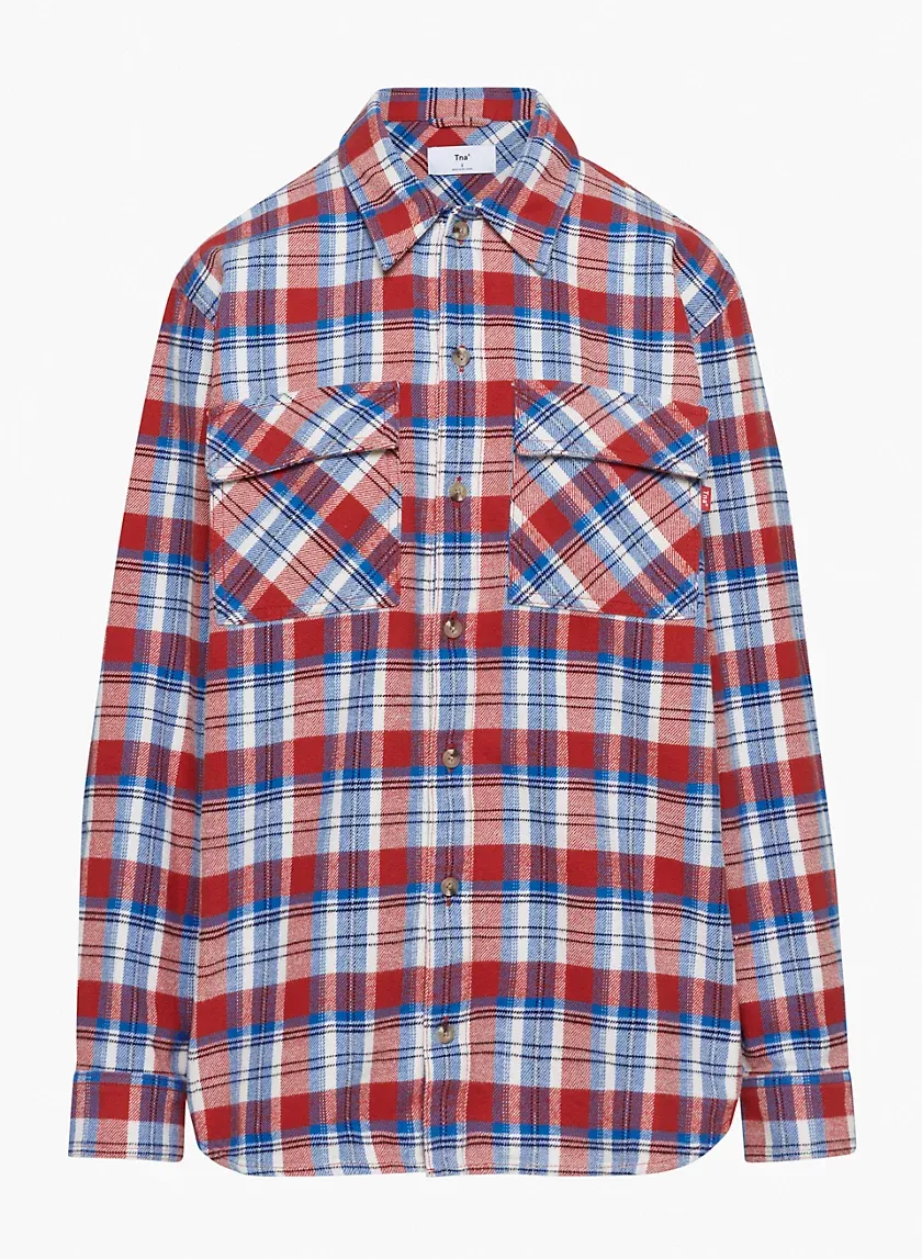 plaid oversized button-up