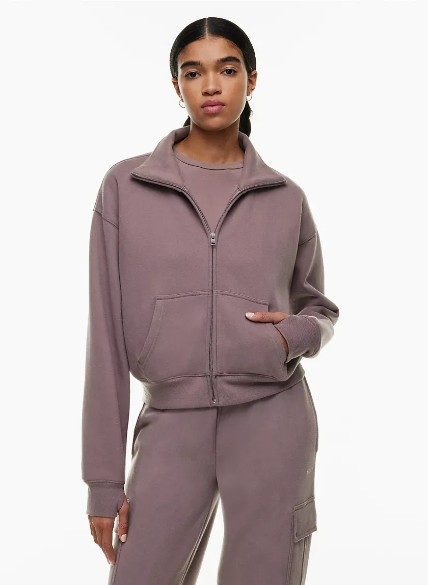 cozy fleece boyfriend boxy zip-up sweatshirt
