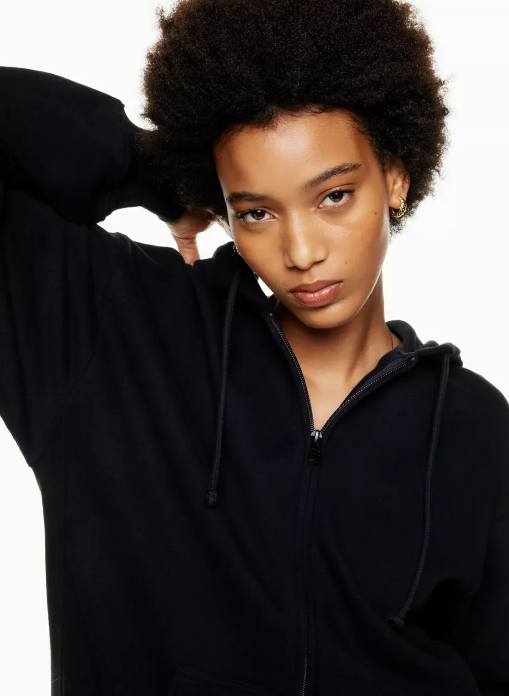 terry fleece boyfriend zip hoodie