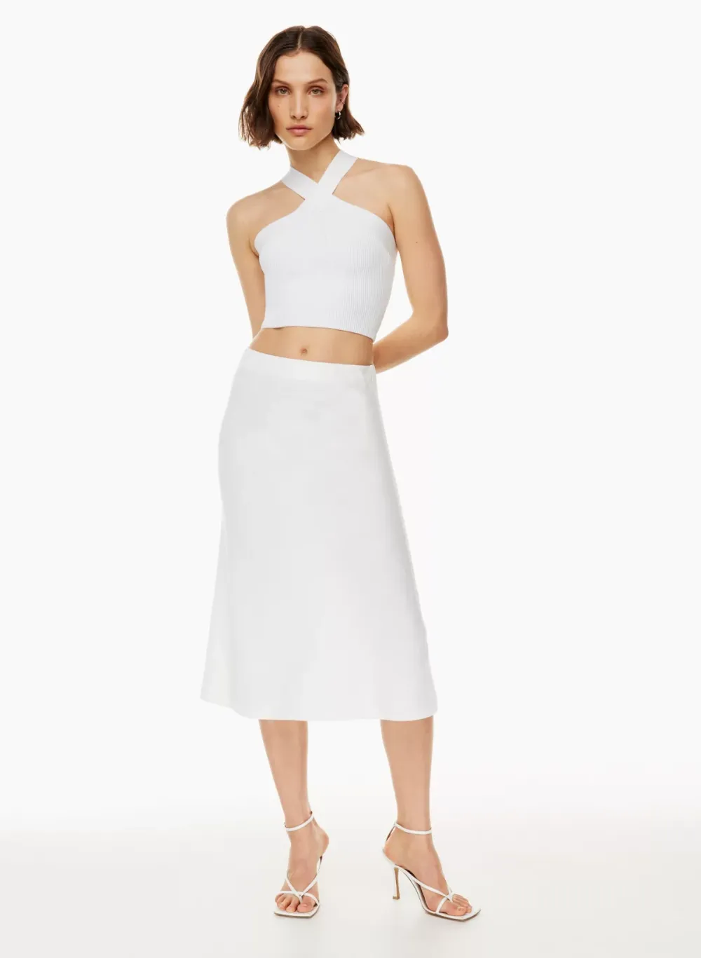 sculpt knit criss cross cropped tank