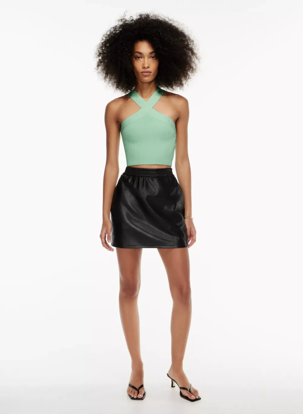 sculpt knit criss cross cropped tank