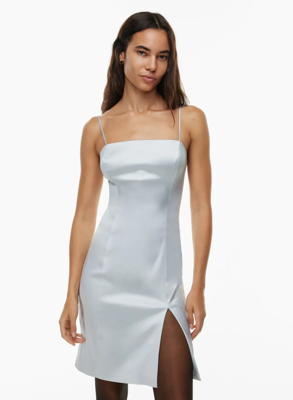 shimmer satin knee dress