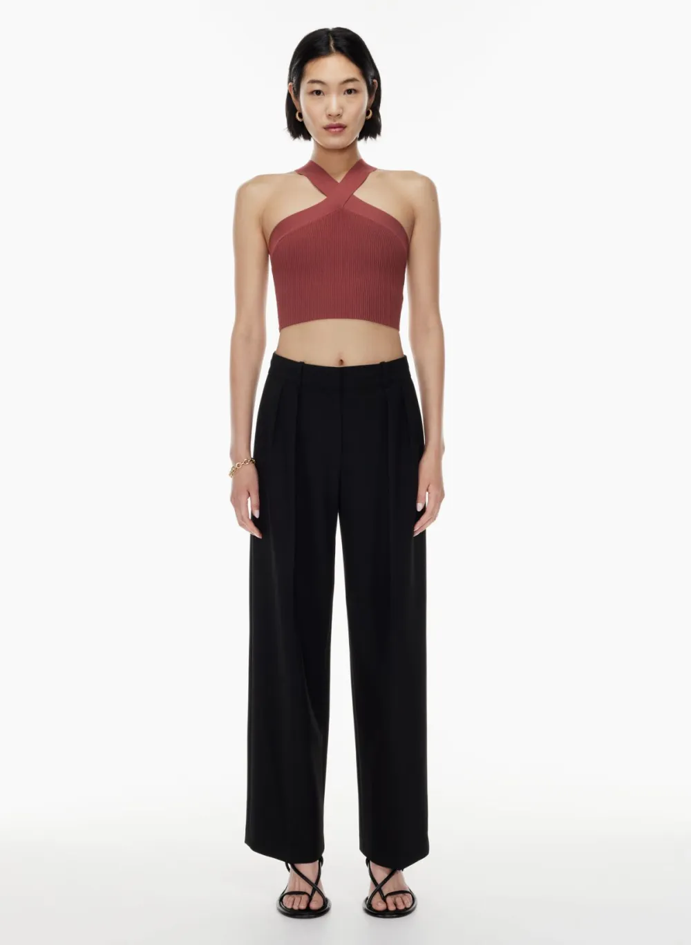 sculpt knit criss cross cropped tank