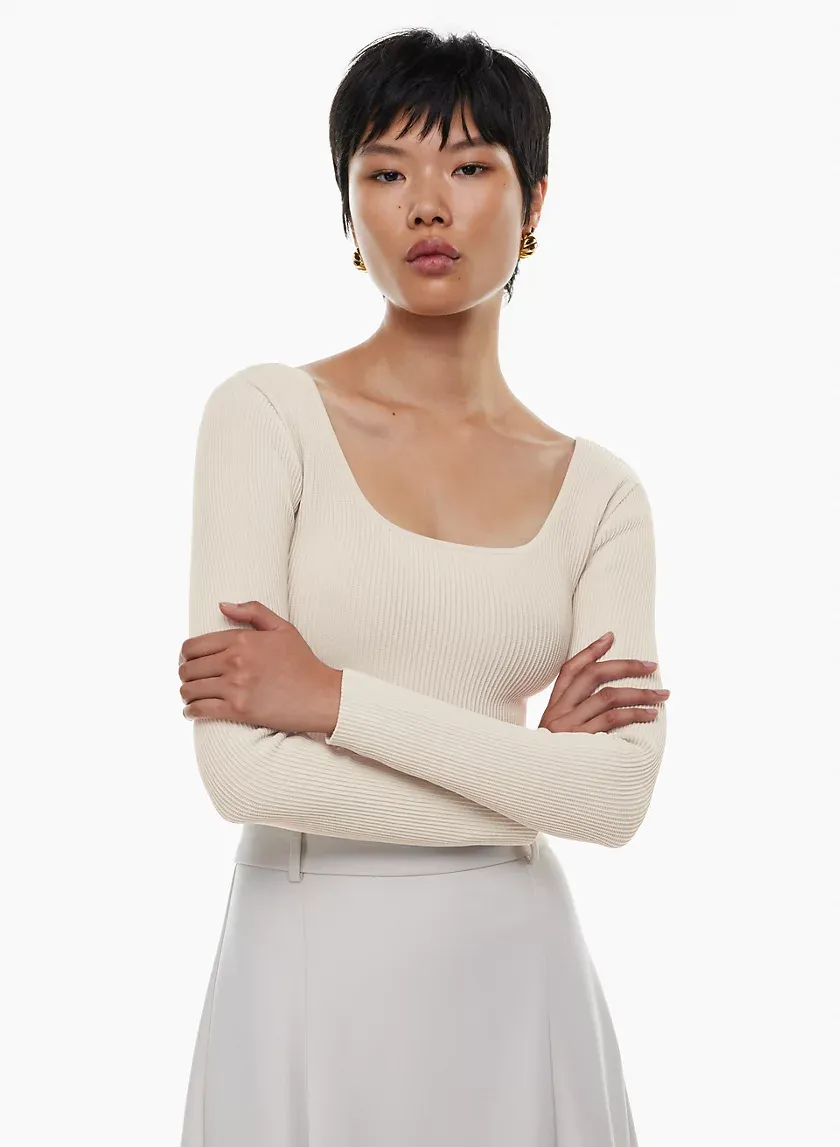 sculpt knit squareneck cropped longsleeve
