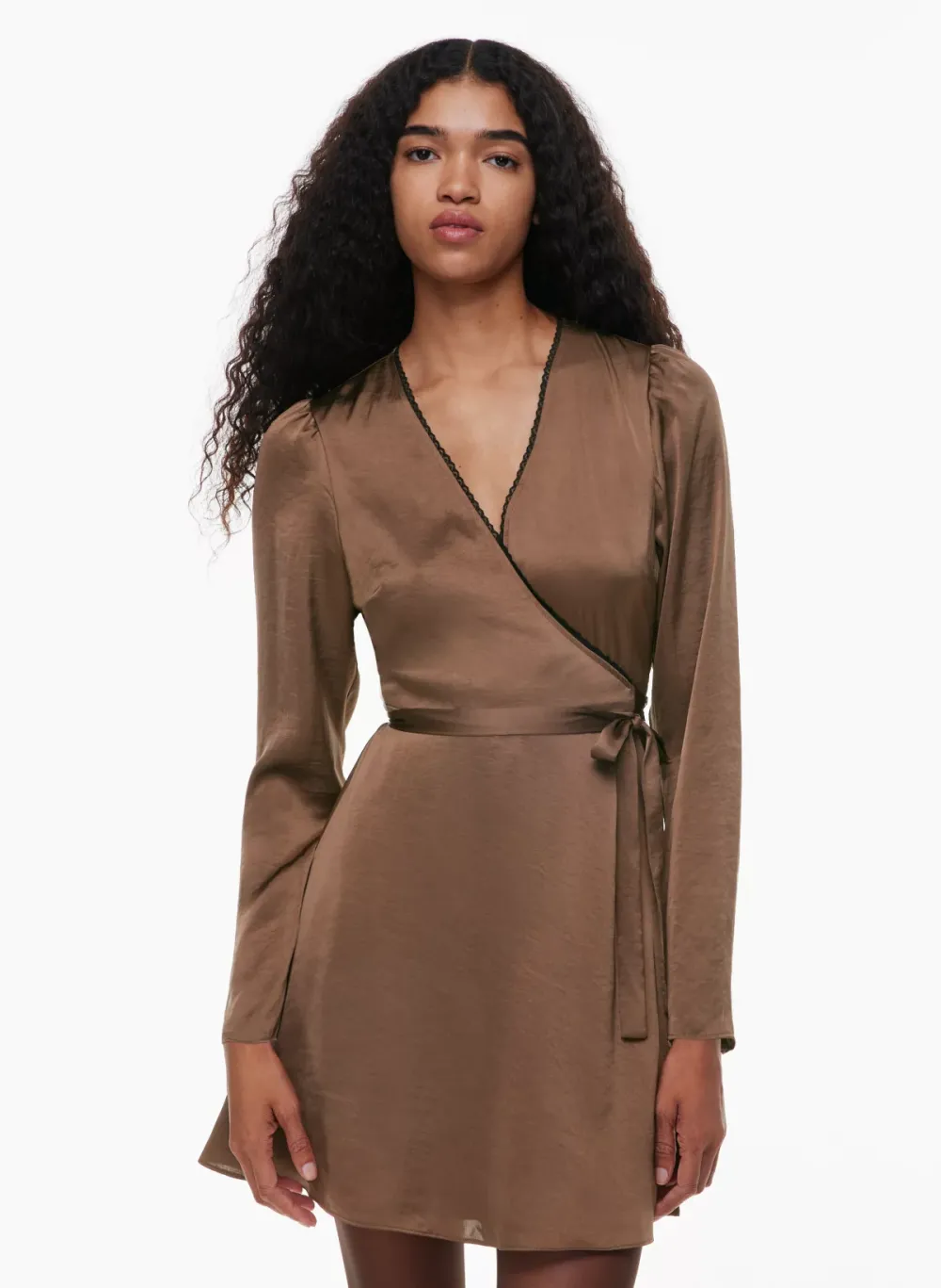 mademoiselle satin longsleeve dress