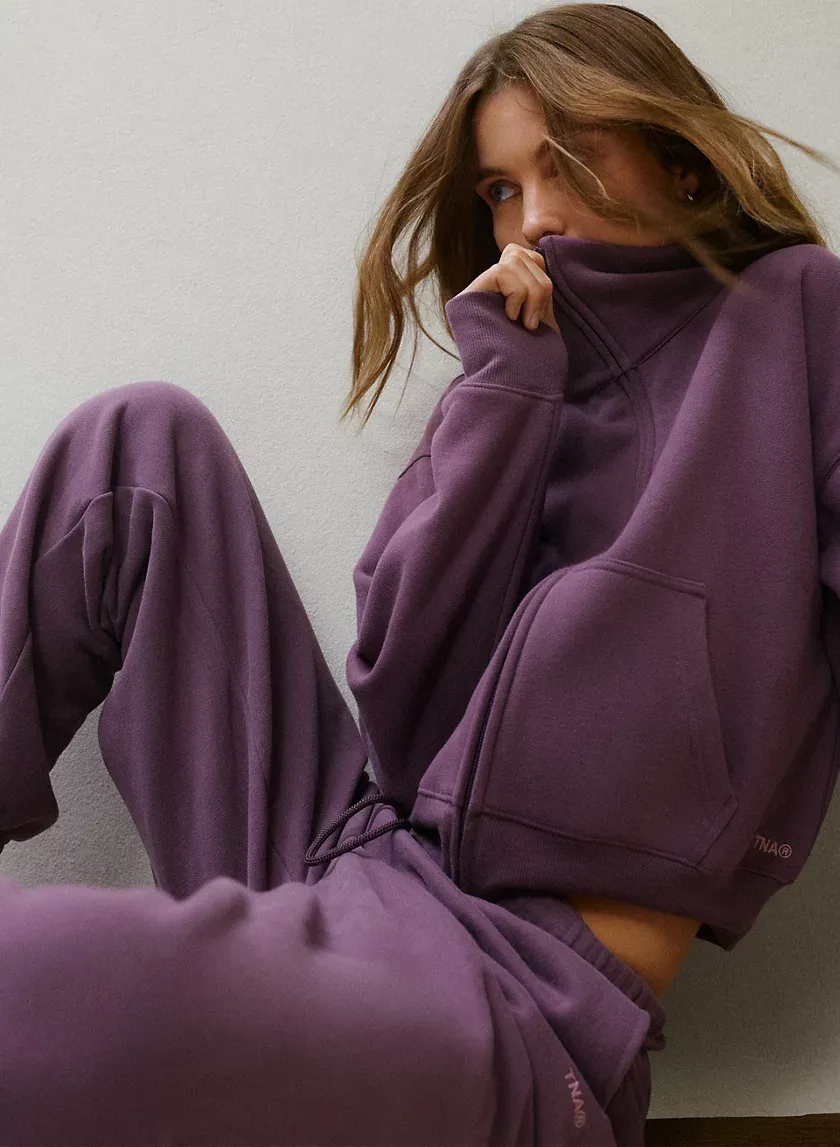 cozy fleece boyfriend boxy zip-up sweatshirt