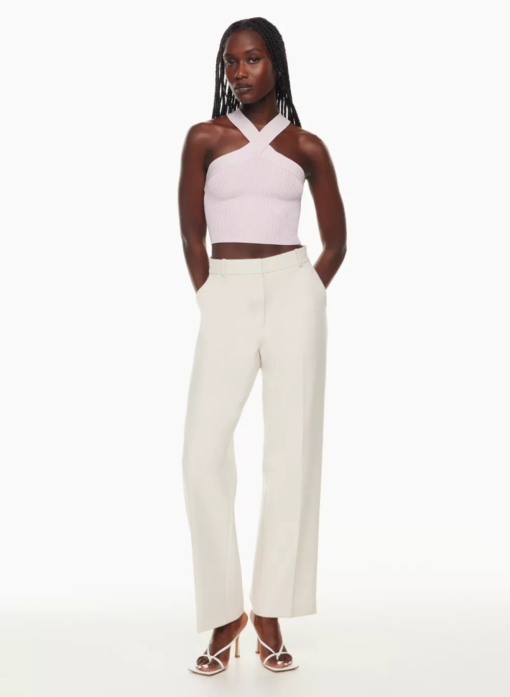 sculpt knit criss cross cropped tank